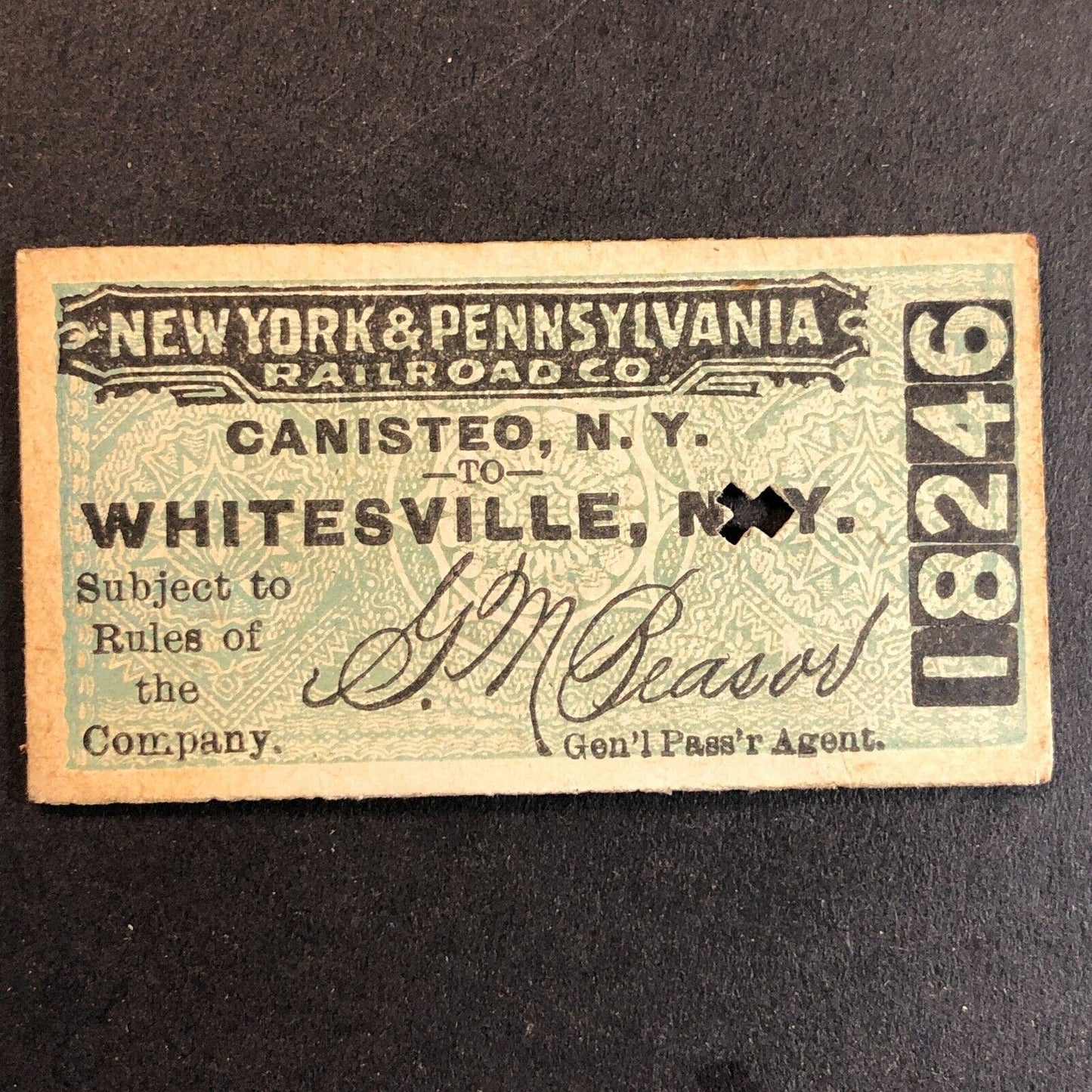 New York & Pennsylvania Railroad July 14 1917 Whitesville, NY Ticket #18246