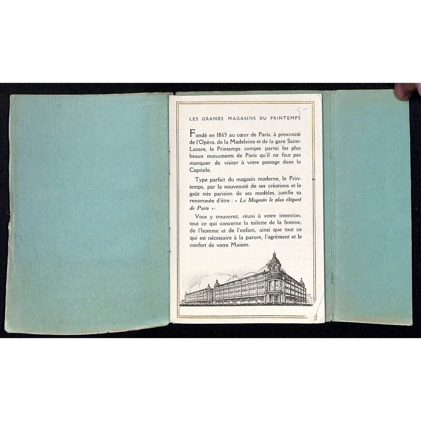Printemps Department Stores w/ 22" x 28" Paris Monuments & Guide Map c1925