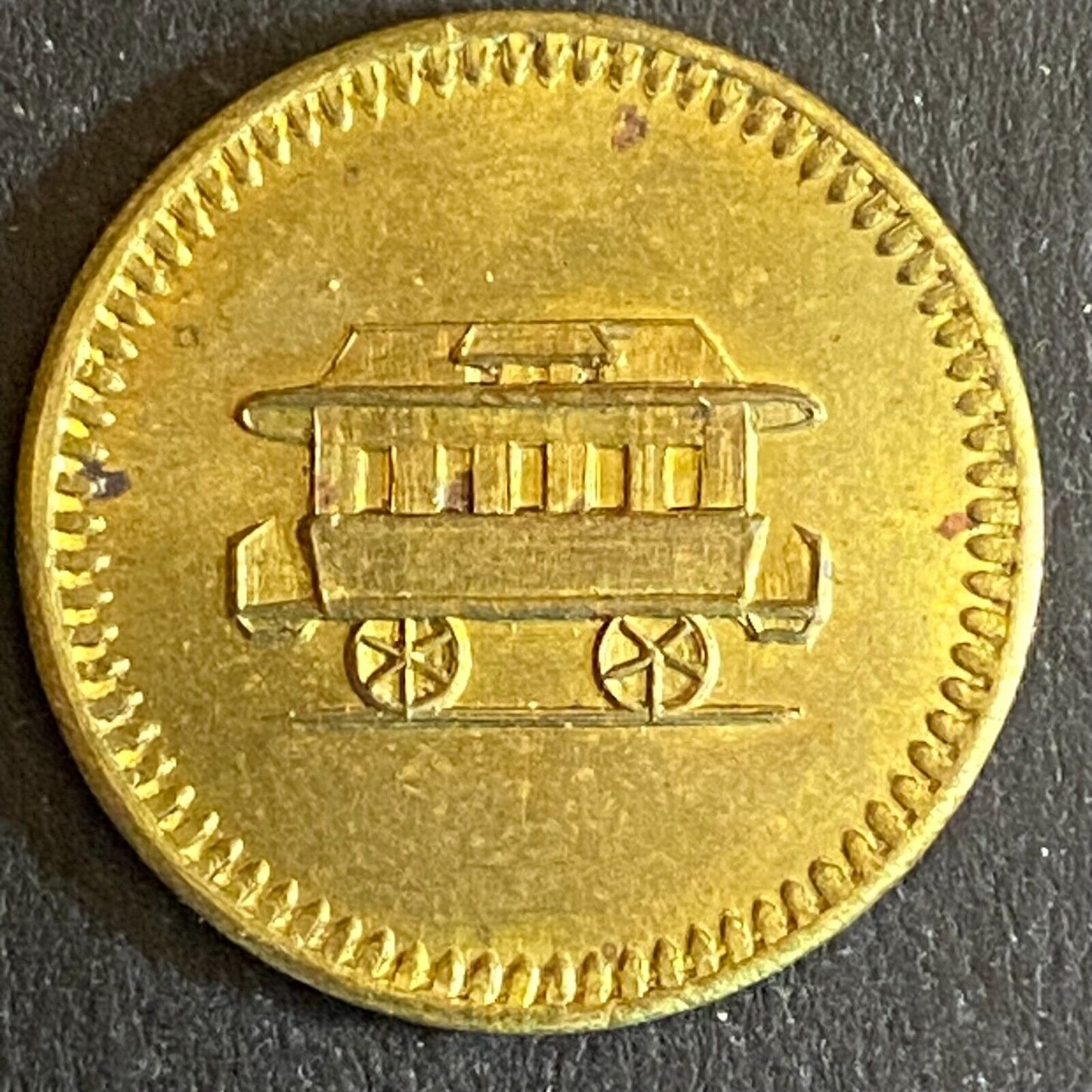 L.V.S.R.W. Co. (Las Vegas, NM) G/F One Fare Token 20mm Streetcar Art Scarce (#3)