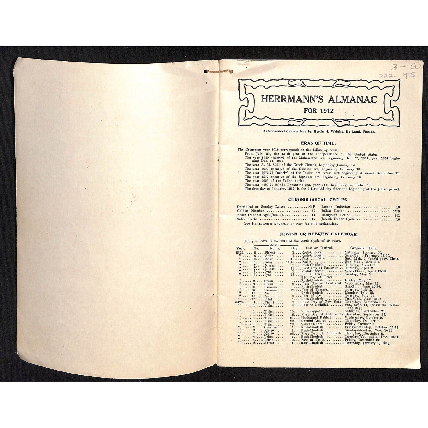 Herrmann's 1912 Almanac w/ Insecticide Extermination Notes 32pp Scarce