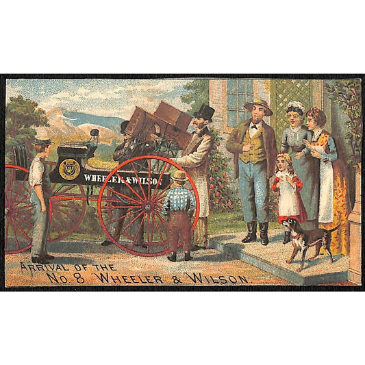 Wheeler & Wilson No. 8 Sewing Machine Victorian Trade Card Family Wagon Delivery