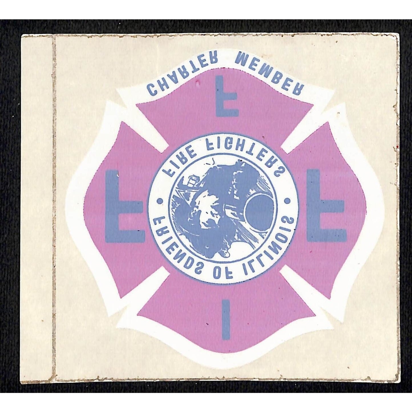 Illinois Fire Fighters Souvenir Charter Member Window Decal 3 1/2" dia.