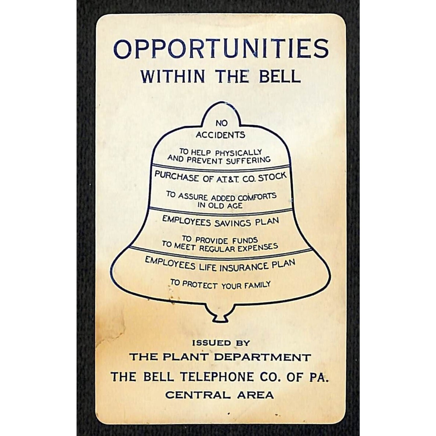 Bell Telephone of PA 1931 Plastic Celluloid? Pocket "Opportunities" Calendar