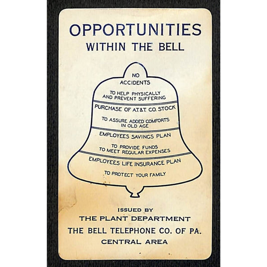 Bell Telephone of PA 1931 Plastic Celluloid? Pocket "Opportunities" Calendar