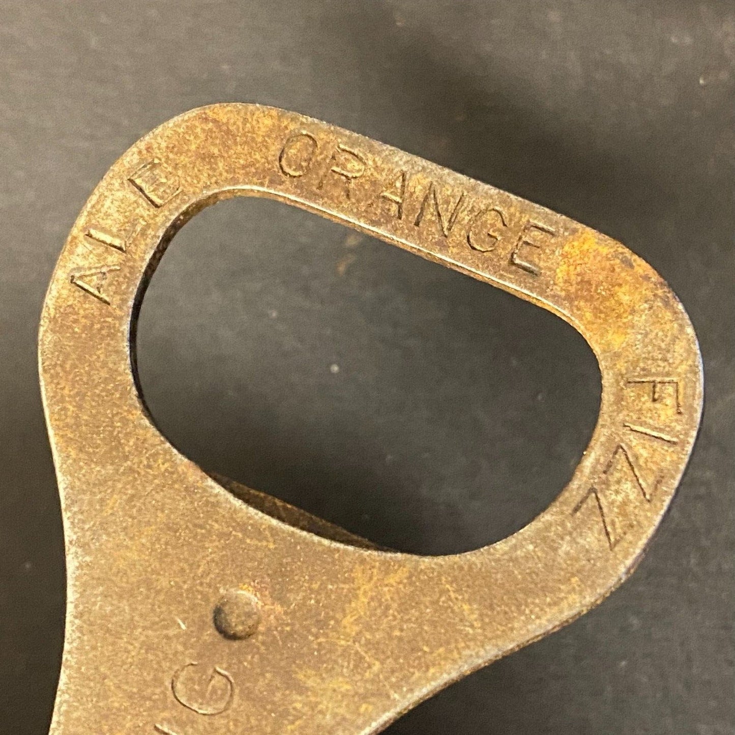 "Silver King Fizz" All Orange Vintage Steel Bottle Opener 3" c1930's Very Scarce