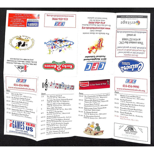 2011 CFC Wisconsin Neighborhood Festival Calendar Schedule VGC NOS