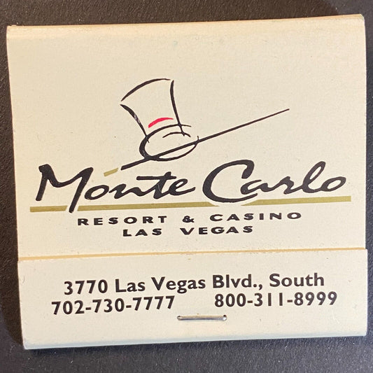 Monte Carlo Resort Casino Las Vegas Near Full (-1) Matchbook c1974-80's Top Hat