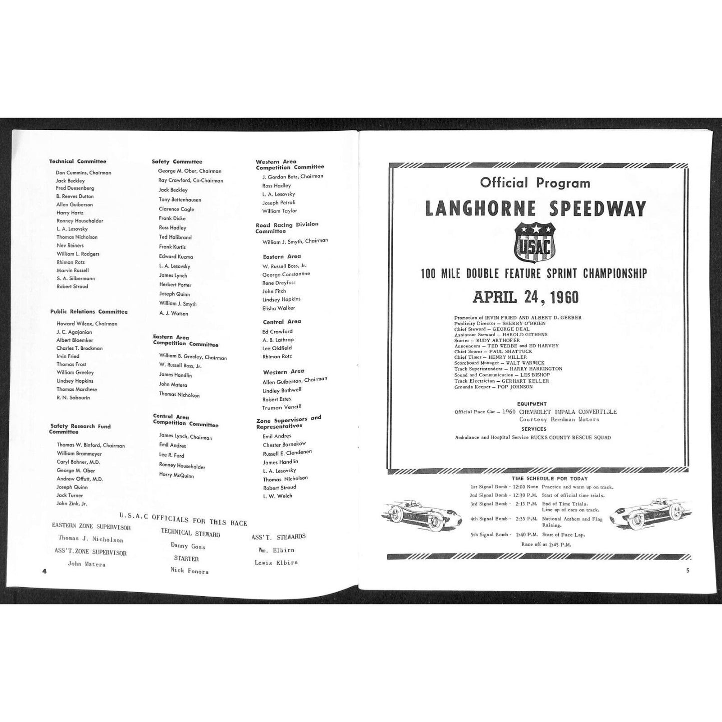 Langhorne Speedway Sprint Car Auto Racing Program 4/24 1960 22pp VGC