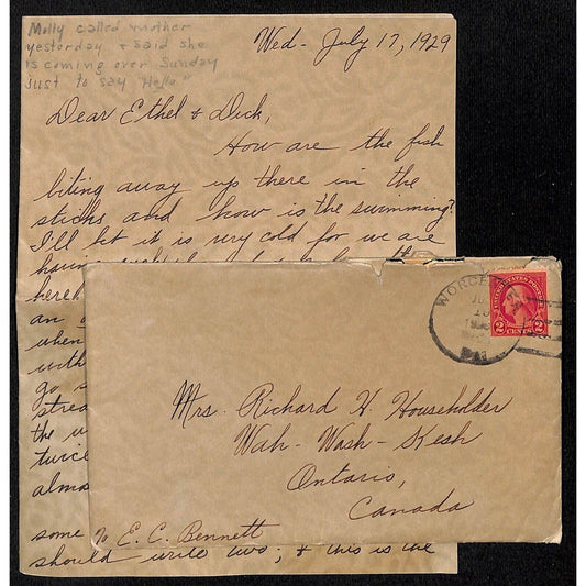 1929 Ethel & Dick Householder ALS Correspondence Ontario on Cool Stationary