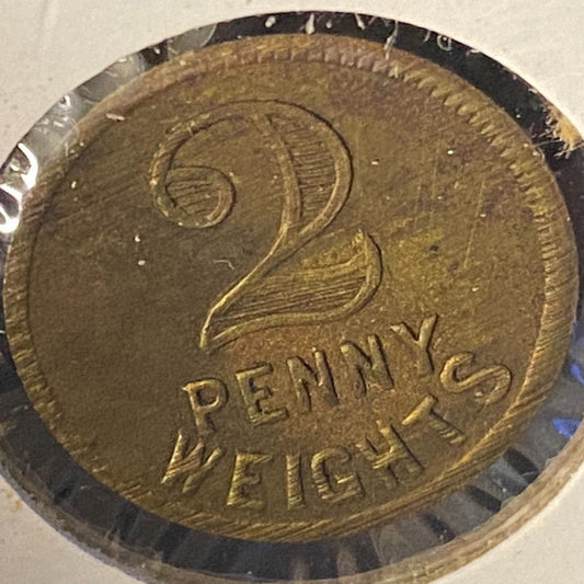 2 Pennyweight Penny Weights / 2 DWT* Brass 18.5mm 3.2g Brass Token