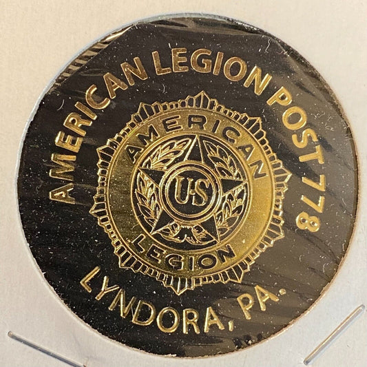 Lyndora, PA American Legion 778 c1980's Hexagon Plastic Drink Token "Top Shelf"