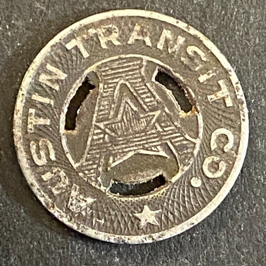 Austin Transit Co. G/F One Full Fare Steel Transit Token 16mm