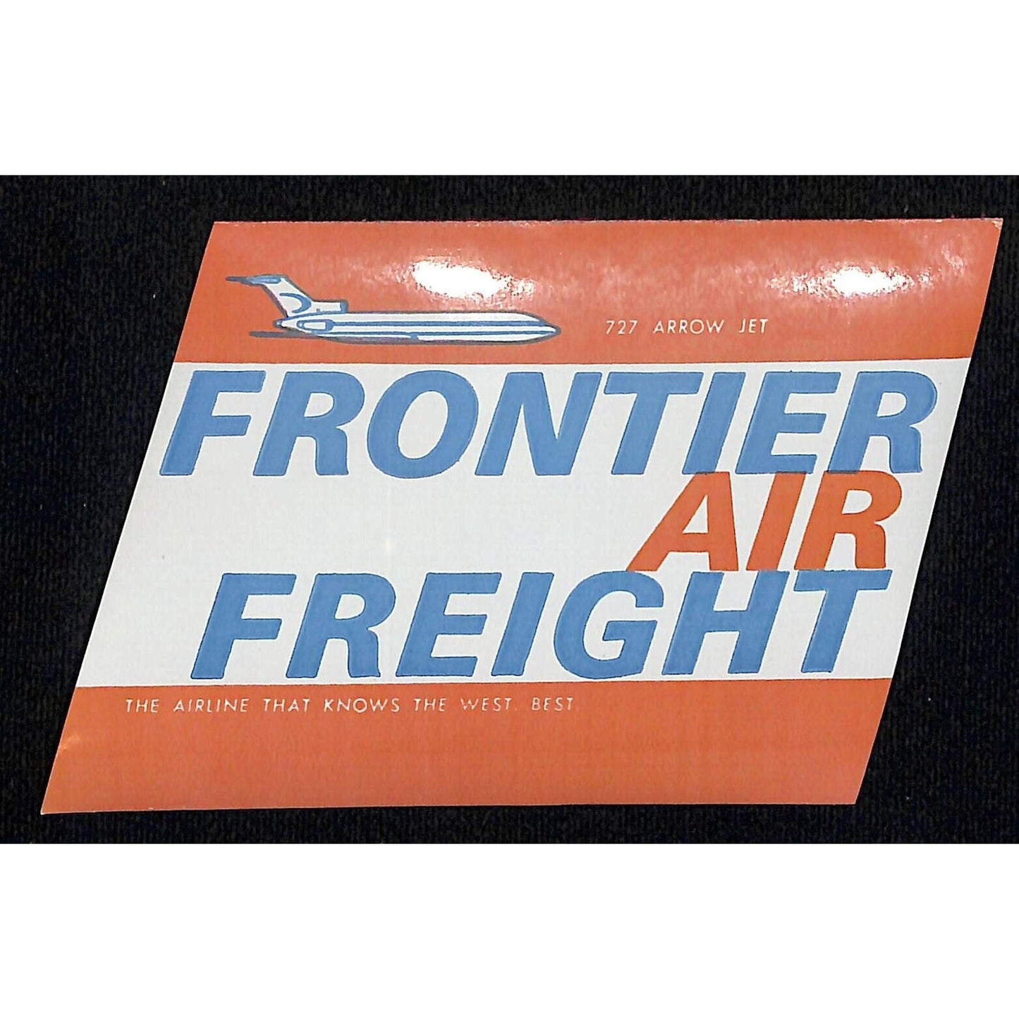 Frontier Air Freight 727 Arrow Jet Label Gummed 3" x 4" c1967-70's