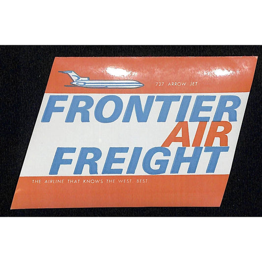Frontier Air Freight 727 Arrow Jet Label Gummed 3" x 4" c1967-70's