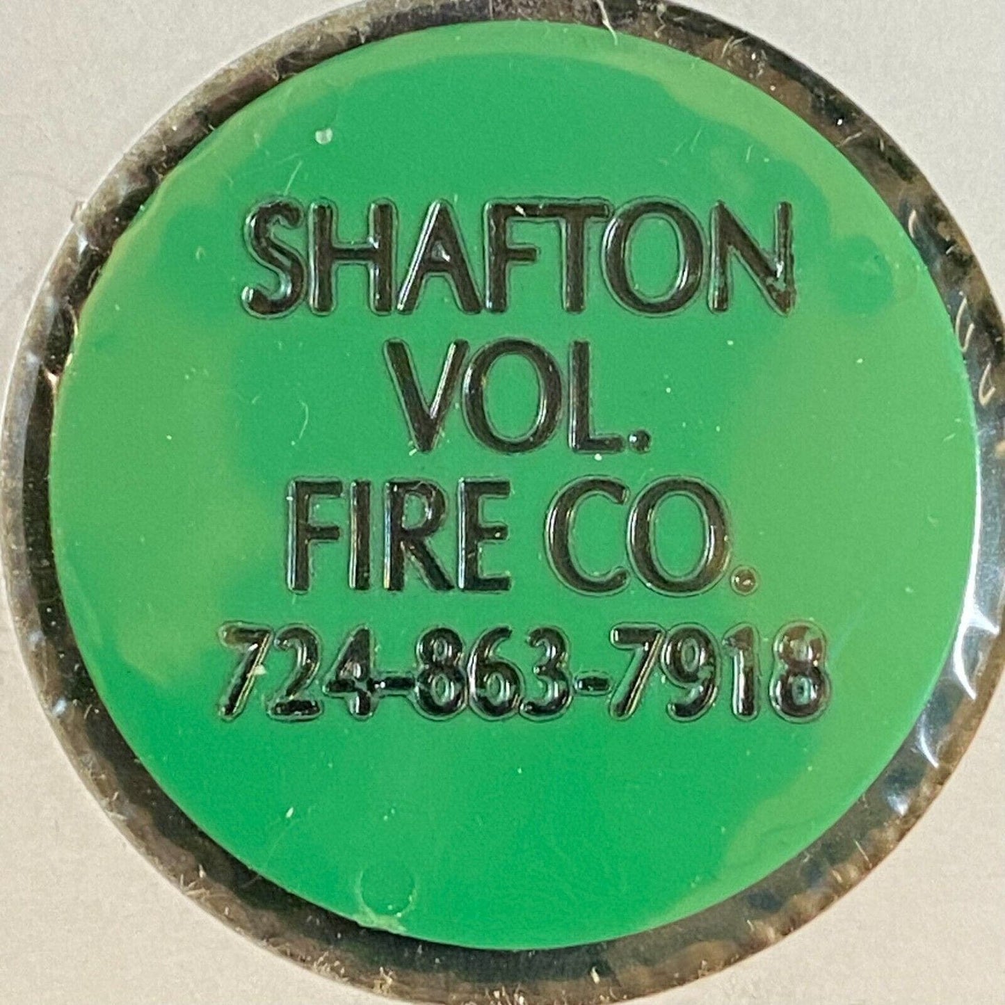 Irwin, PA Shafton Vol. Fire Co. Plastic 1980's ? "Happy Hour Only" Green Token