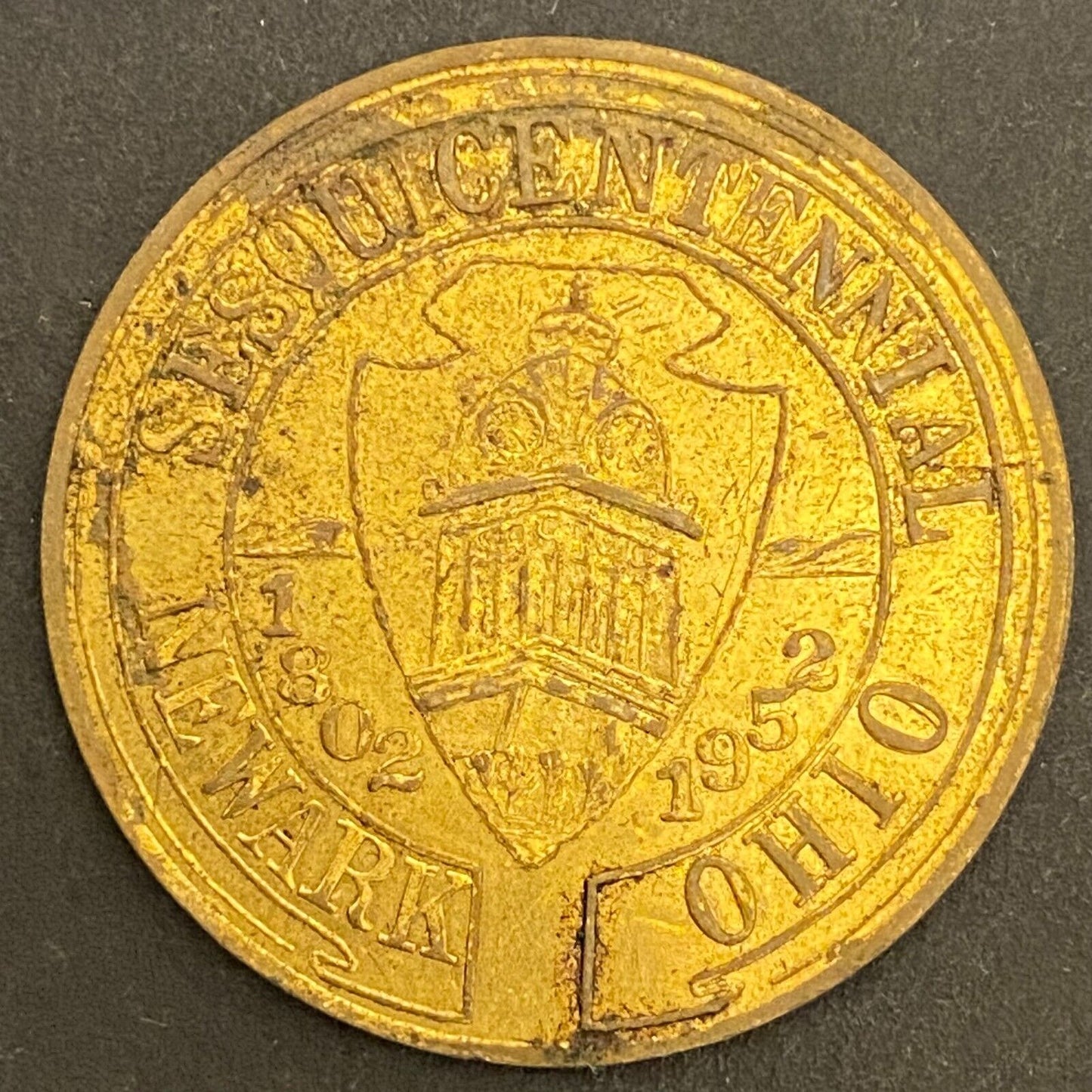 Newark, Ohio Sesquicentennial 1802 - 1952 G/F 50¢ Brass Trade Token 32mm (#9)