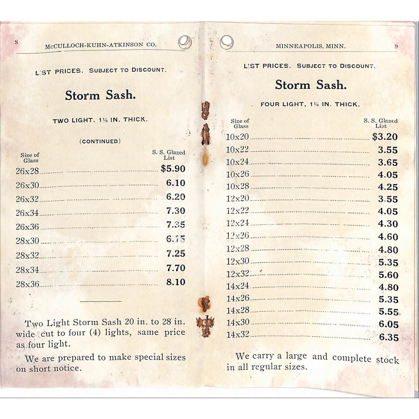 McCulloch, Kuhn, Atkinson Co. 1907 16pp Catalog Booklet & Cover Scarce