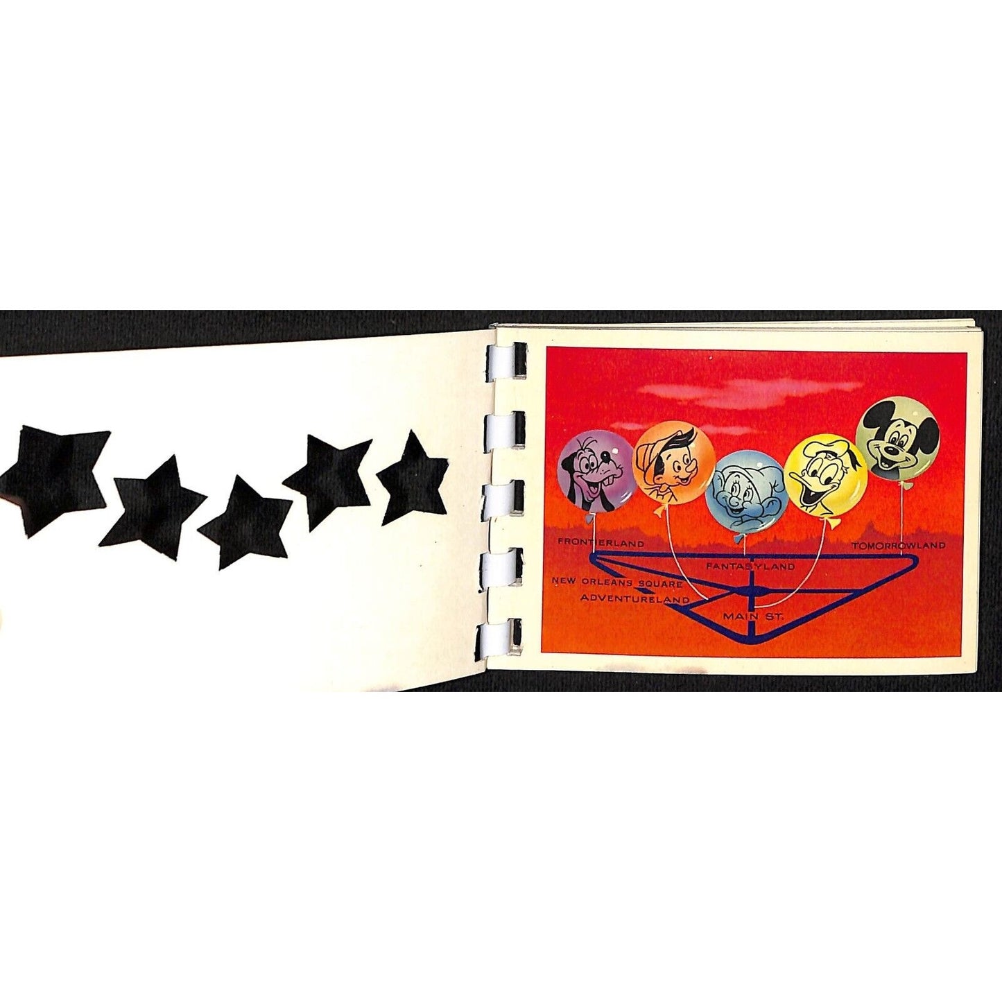 Disneyland Hi-Lites c1960's 12 Image Spiral Bound Card Stock Souvenir Booklet