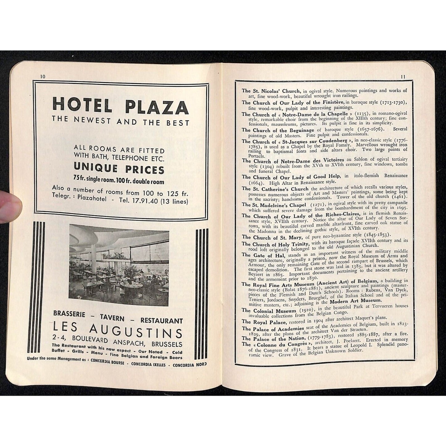 Brussels Belgium Tourist Guide Booklet w/ Hotel List 36pp c1950's VGC Scarce