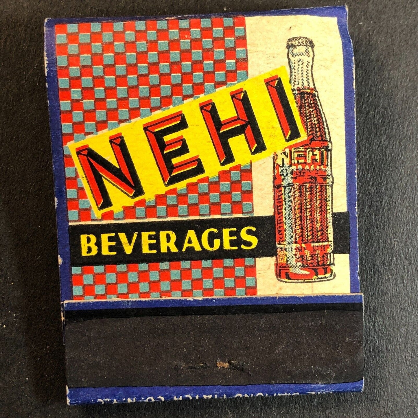 Nehi Beverages / Royal Crown Soda Full 20-Stk Matchbook Bottle c1940's VGC