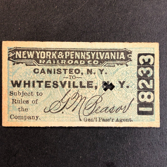 New York & Pennsylvania Railroad July 10 1917 Whitesville, NY Ticket #18233