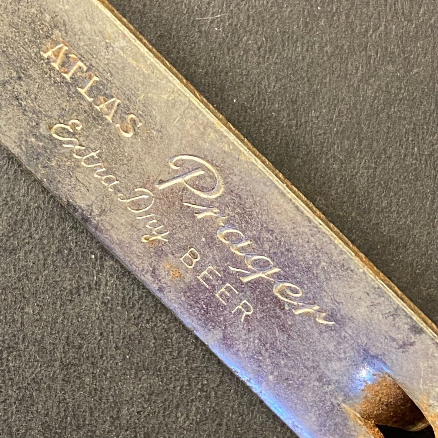 Atlas Prager Extra Dry Beer Vintage Steel Can Bottle Opener 3 1/8"