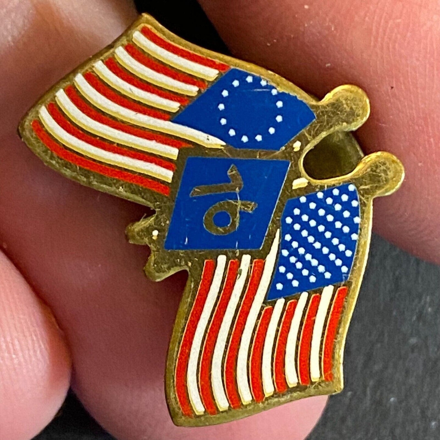 American Flags Enameled Lapel Pin Vintage Small 17mm x 22mm