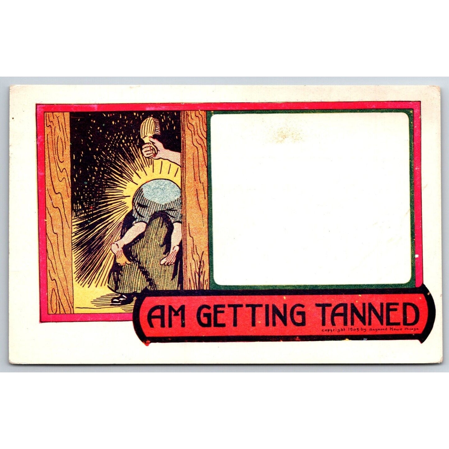 Funny Comic Cartoon Postcard Spanking Humor "Am Getting Tanned" NP c1905