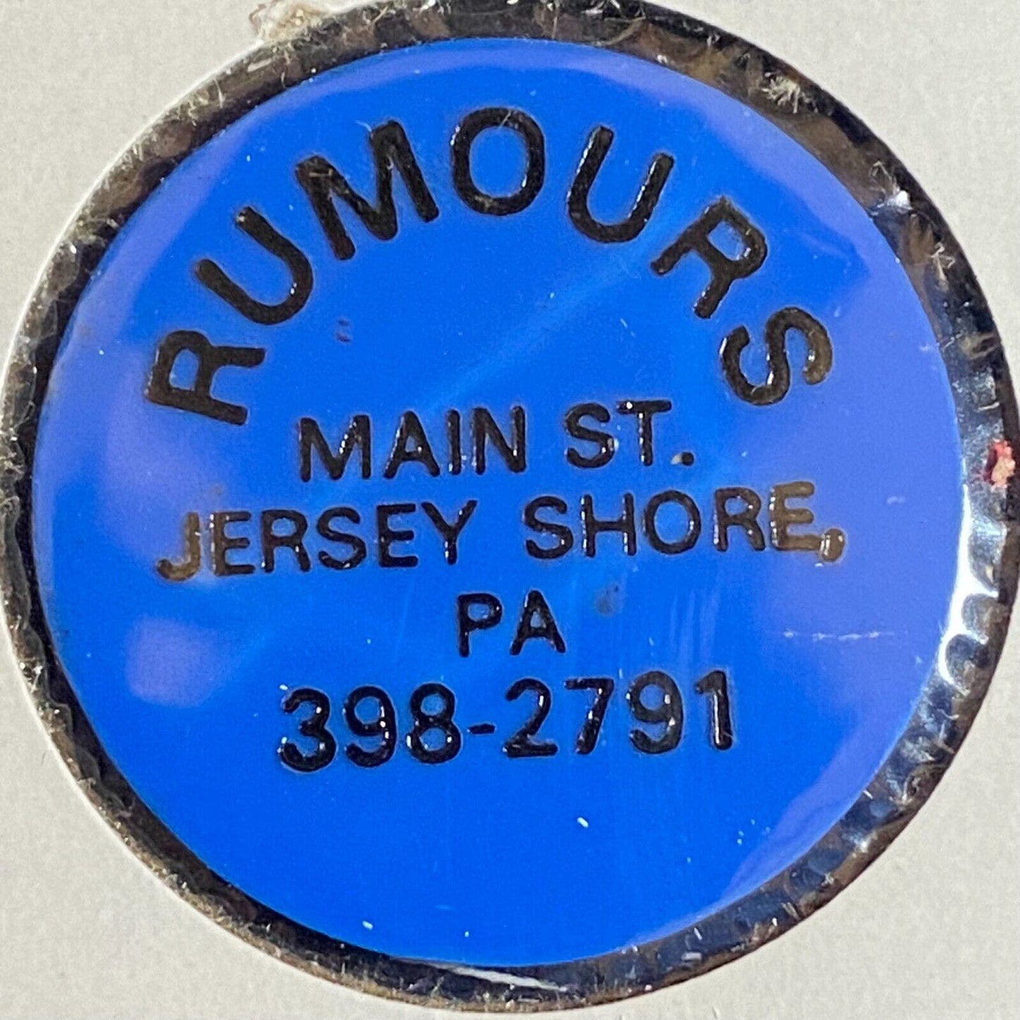 Jersey Shore, PA Rumours Main Street Plastic "Bottle Beer" Drink Token