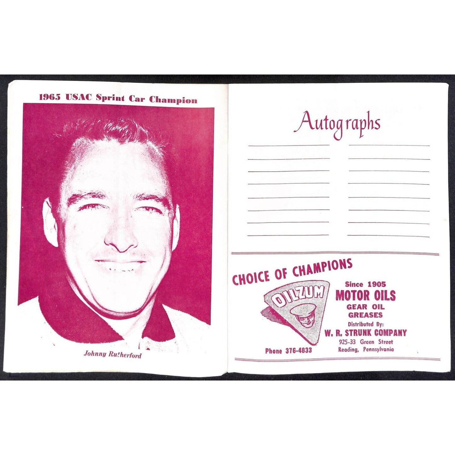 Reading Fairgrounds 1968 USAC Auto Races Program Sprint Car Opener 12pp*