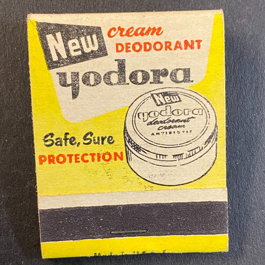 Yodora Cream Deodorant Albolene Cream McKesson Full Matchbook c1942-