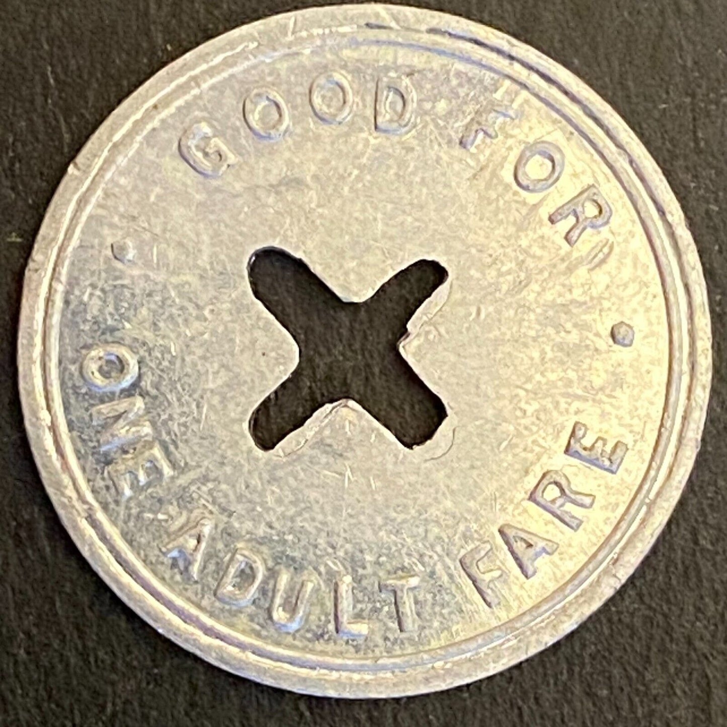 Nelson Damrill Transit Pittsburg KS G/F One Adult Fare Alum Transit Token 21mm