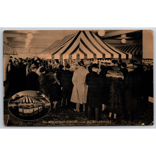 Beech-Nut Circus on the Boardwalk Crowd Atlantic City Postcard c1935-40 NP