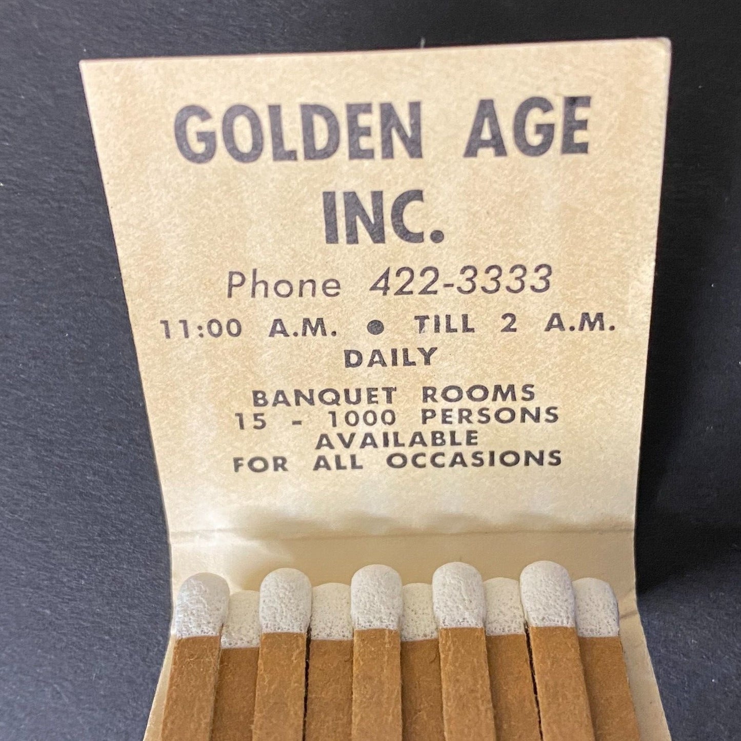 Golden Age Restaurant Oak Lawn, IL Full Matchbook c1974-80's