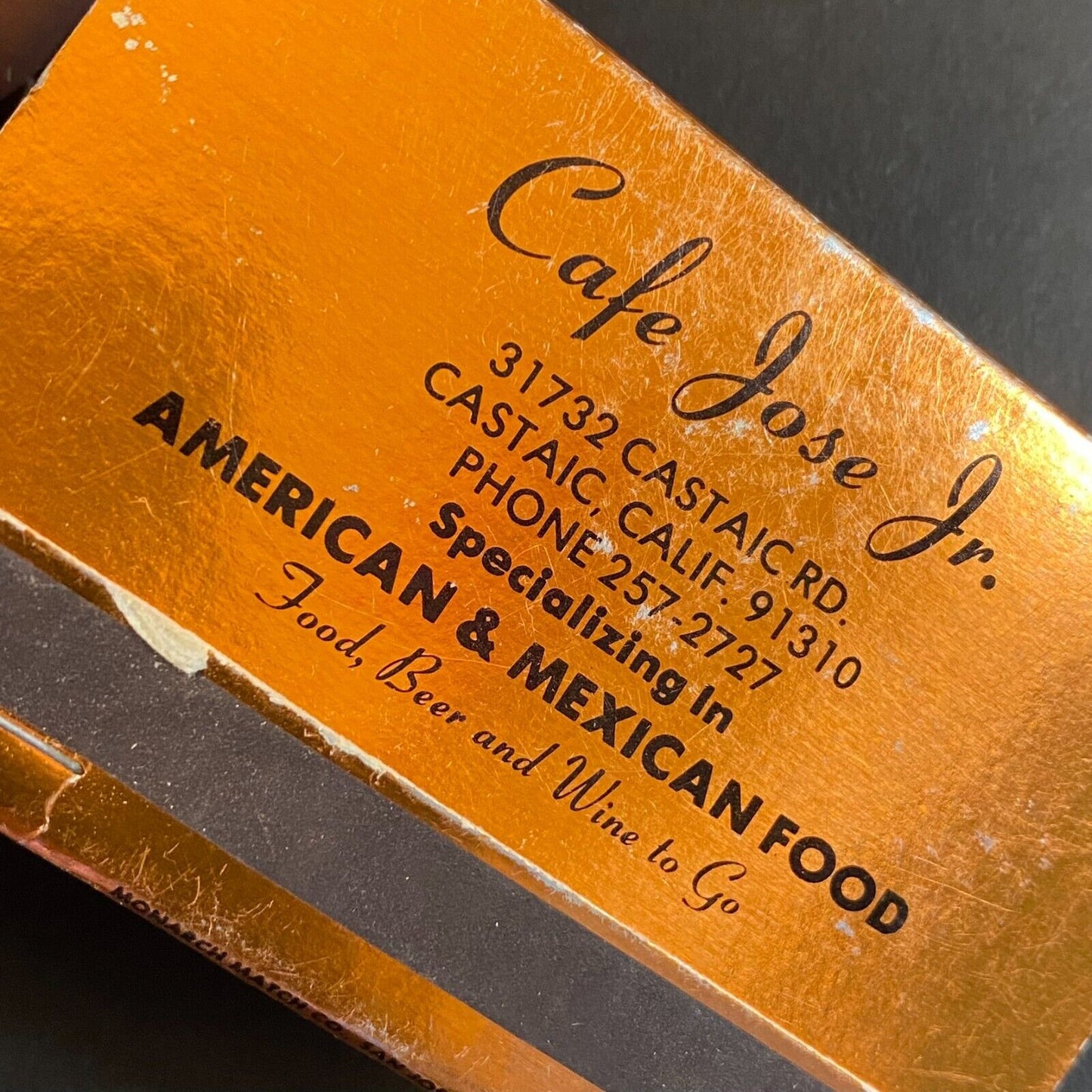 Cafe Jose Jr. Restaurant Near Full (-1) 40-Strk. Matchbook Foil c1965-73 Scarce