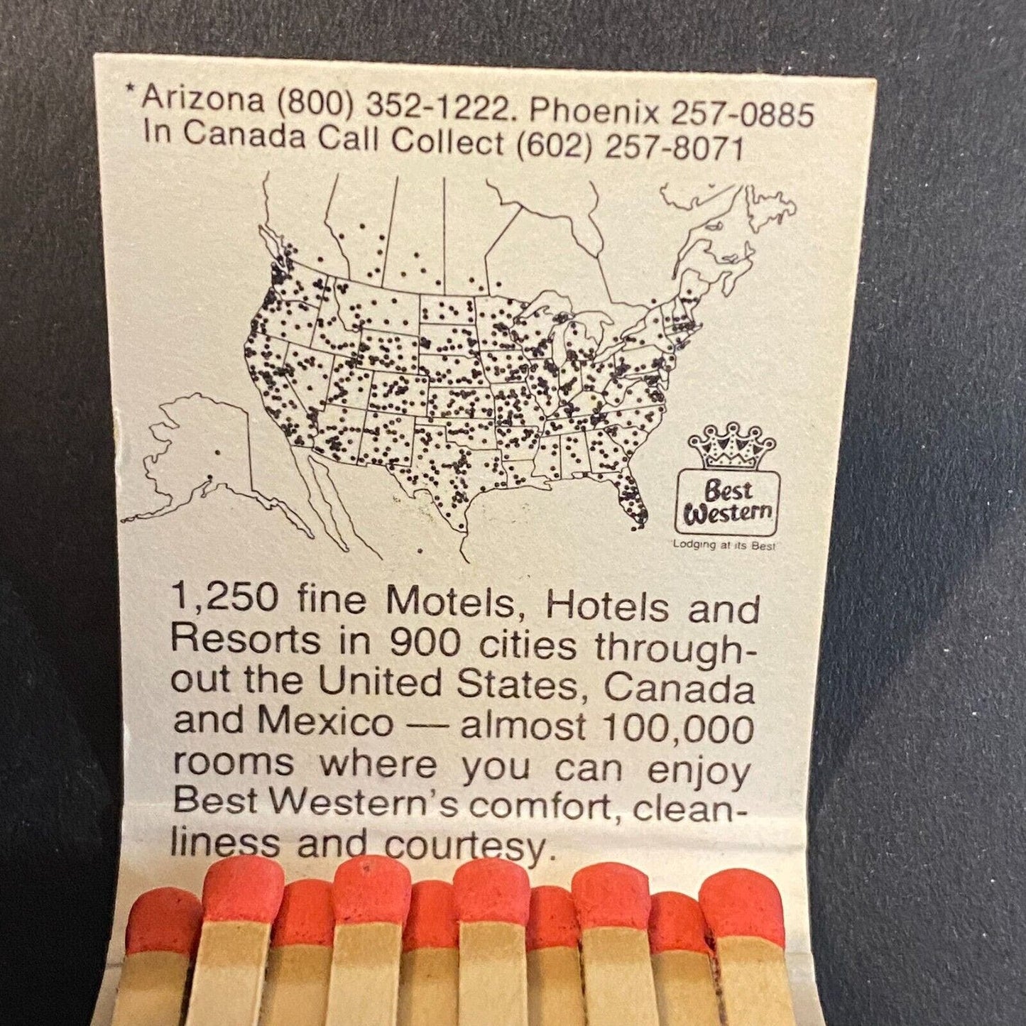 Best Western Hotels c1974-80's Full Matchbook VGC