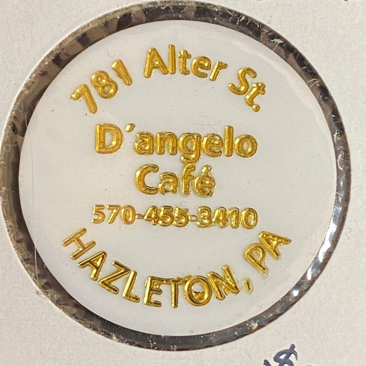 Hazelton, PA D'Angelo Cafe c1998-2000's Plastic "$2.00" Token