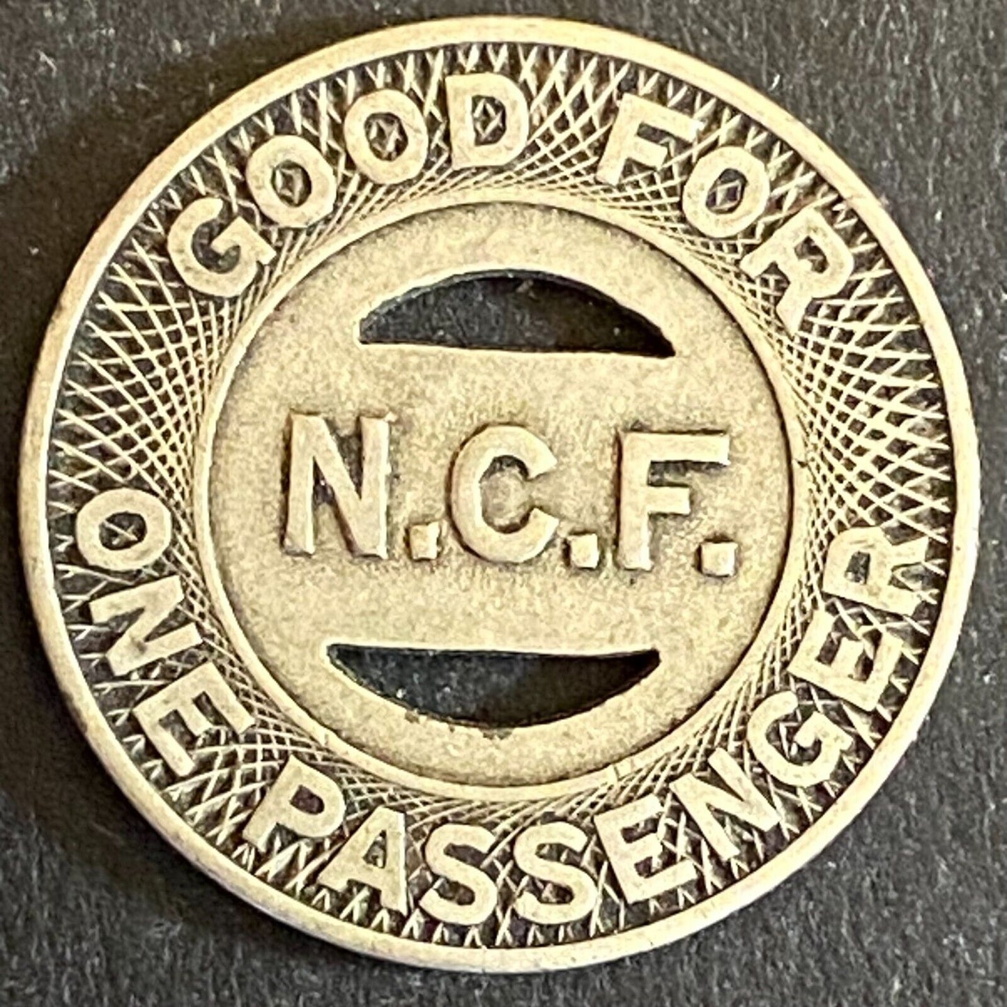Norfolk County Ferries N.C.F. WM G/F One Passenger Transit Token - 20mm