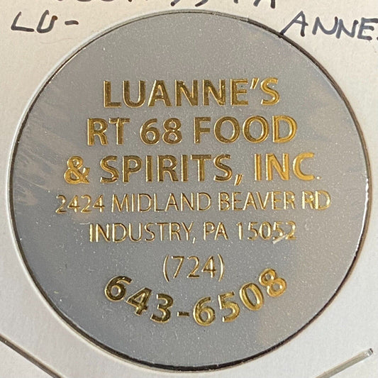 Industry PA Luanne's RT68 Food & Spirits c2010 Plastic "Happy Hour" Token