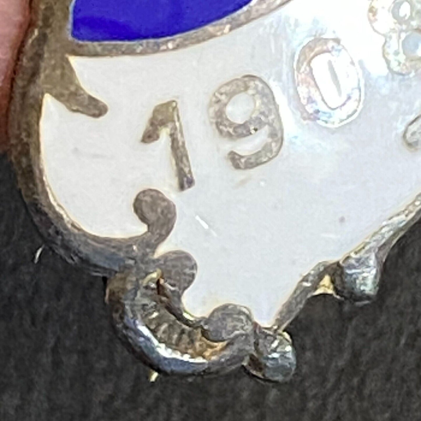 GGS 1908 (High School ?) Color Enamel Lapel Pin 21mm - Marked Sterling