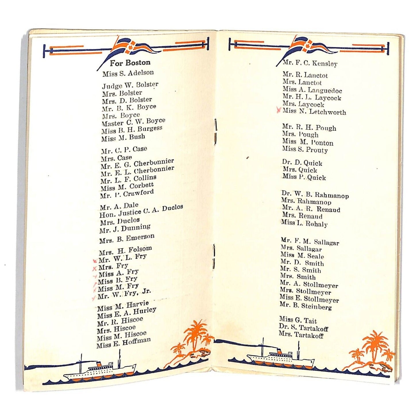 Canadian National Steamships R.M.S. Lady Hawkins 1938 Passenger List Booklet