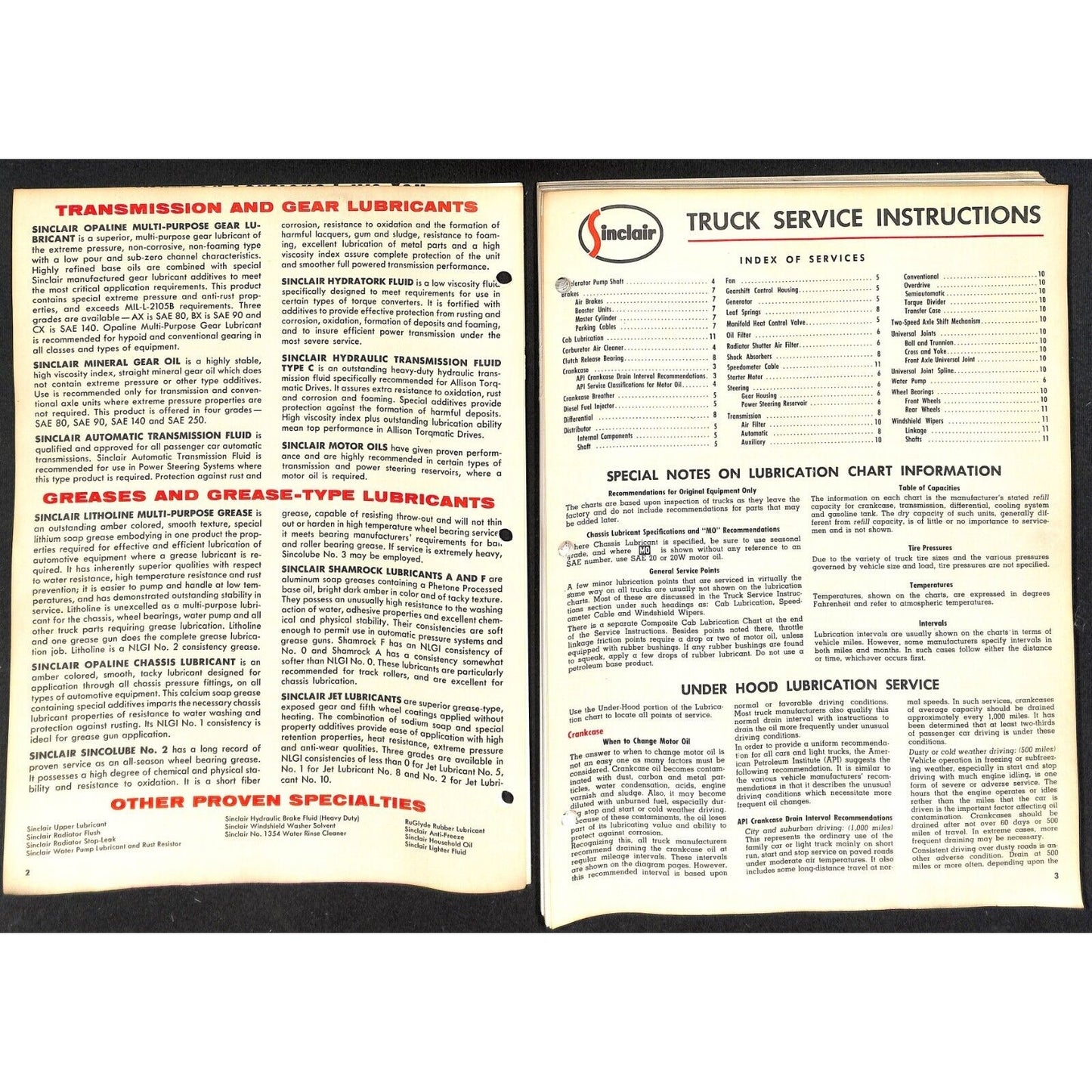 Sinclair Refining "Lubricating Guide Trucks" 1957 Unbound 190+pp VGC