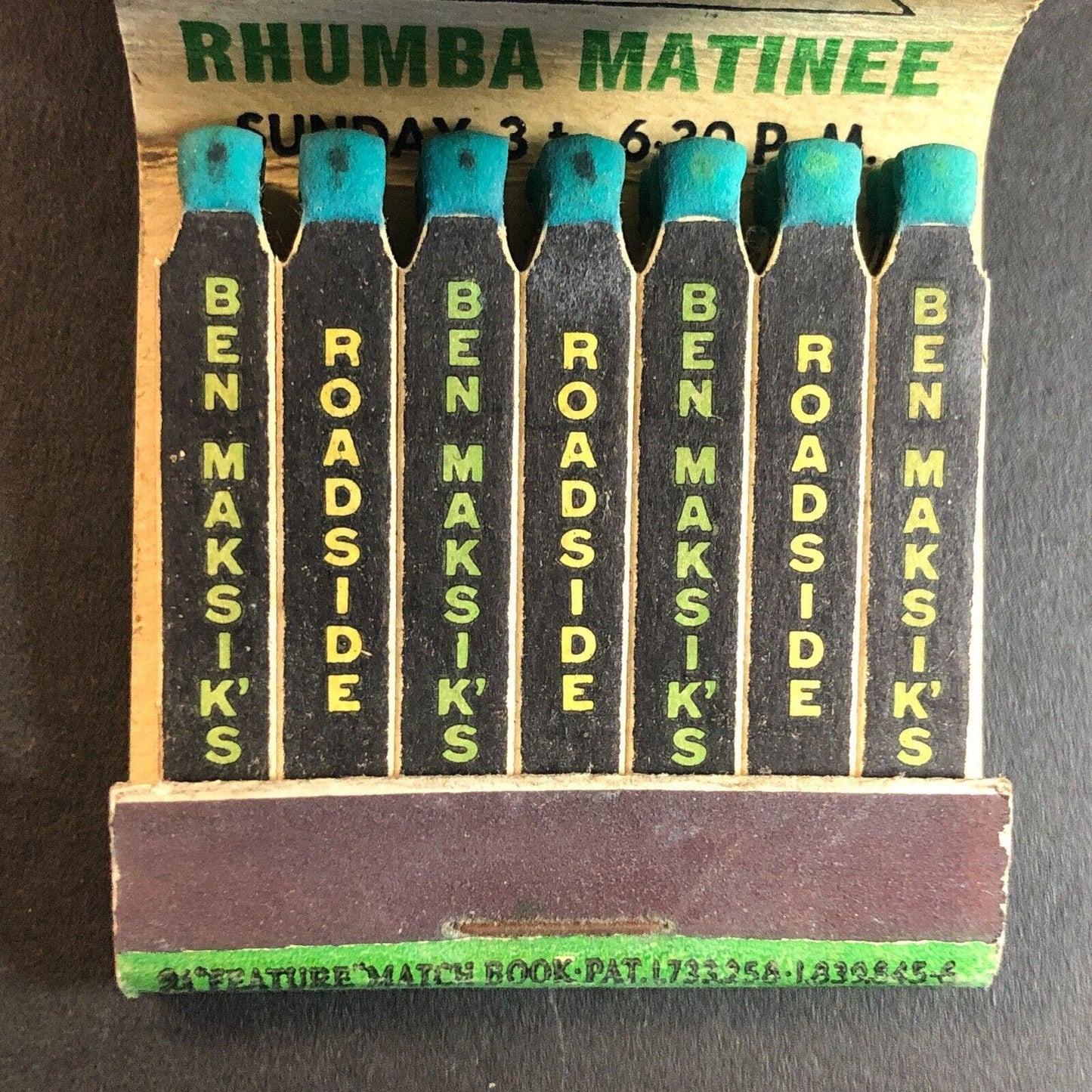 Ben Maksik's Roadside Brooklyn, NY Full Feature Matchbook c1945-55 Very Scarce