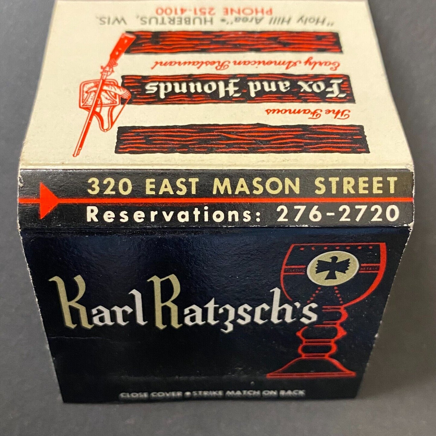 Karl Katzsch's / Fox and Hounds Restaurant Wisconsin Full Matchbook c1974-80's