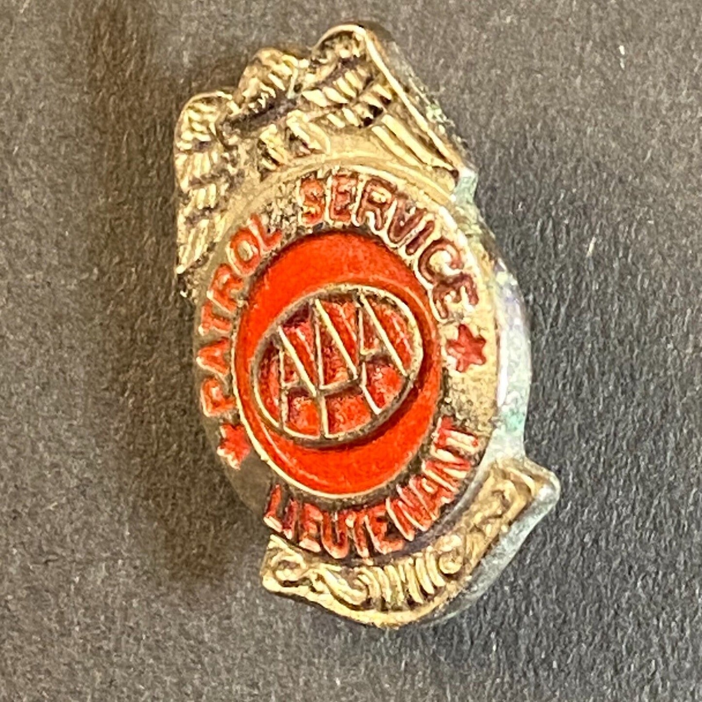 AAA Patrol Service Lieutenant Enameled Award Lapel Pin c1950's 18mm