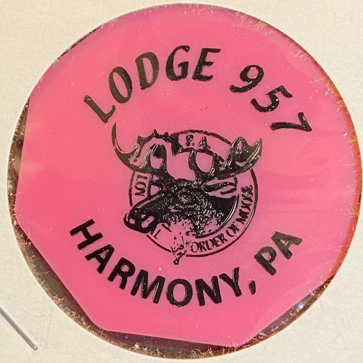 Harmony, PA Moose Lodge 957 c1970's-80's Plastic "Happy Hour" Token
