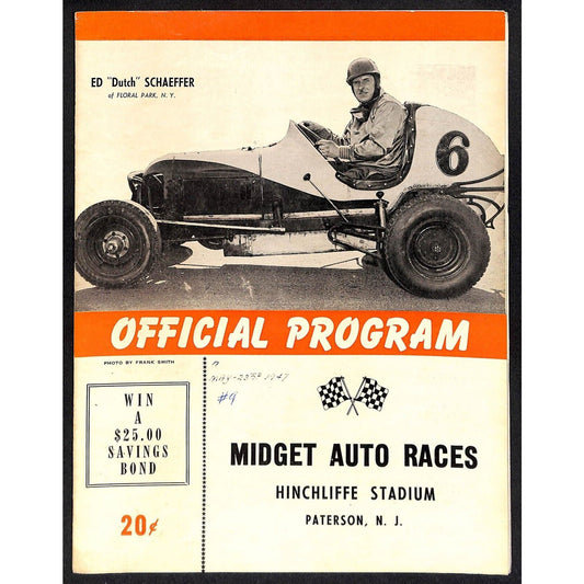 Hinchliffe Stadium Midget Auto Races 5/23 1947 Program "Dutch" Schaeffer 4pp VGC