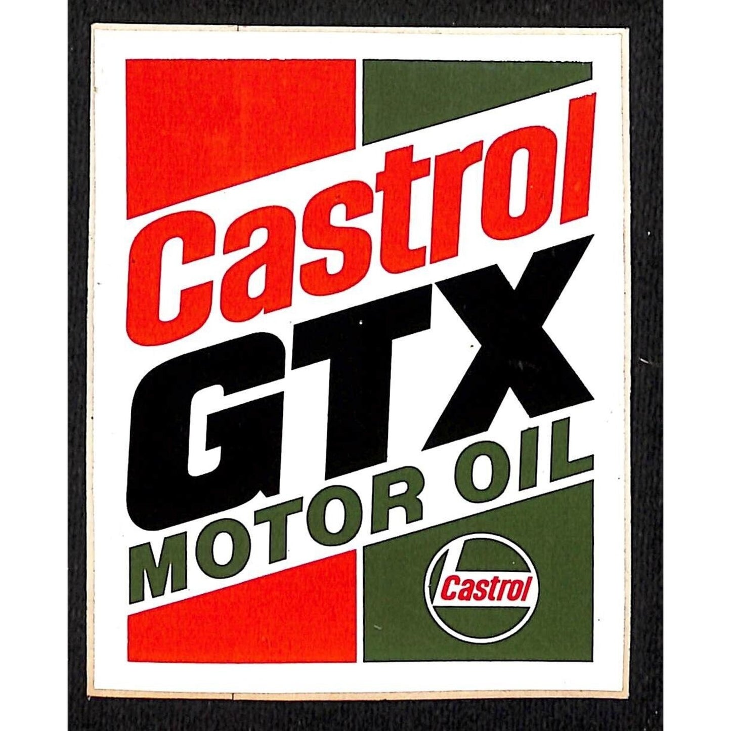 Castrol GTX Motor Oil Performance Auto Sticker Vintage c1980's 3" x 3 3/4" (#1)