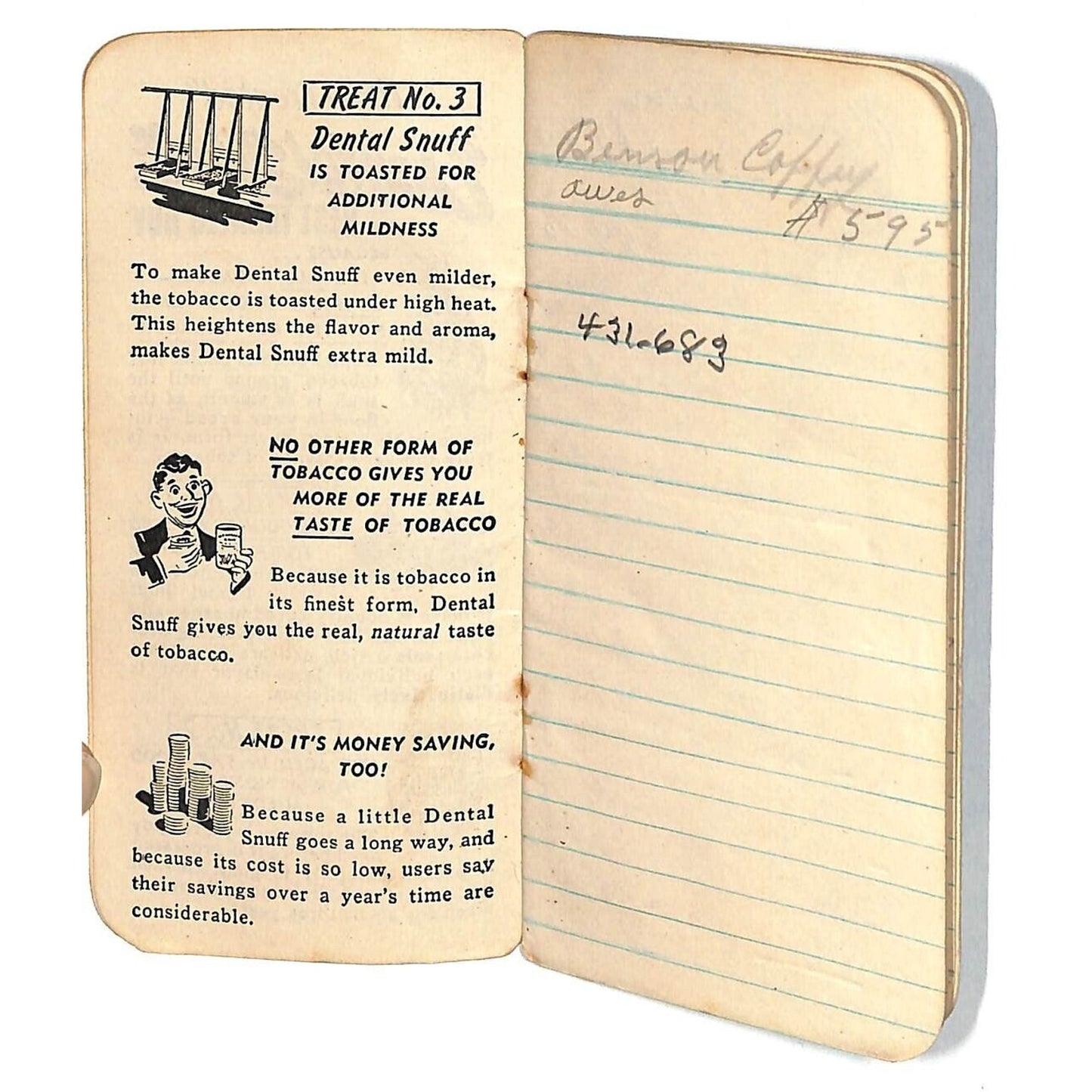 Ivey, Owen & Co. Dental Snuff / Scotch Snuff / Sweet Snuff Notepad 16pp c1930's