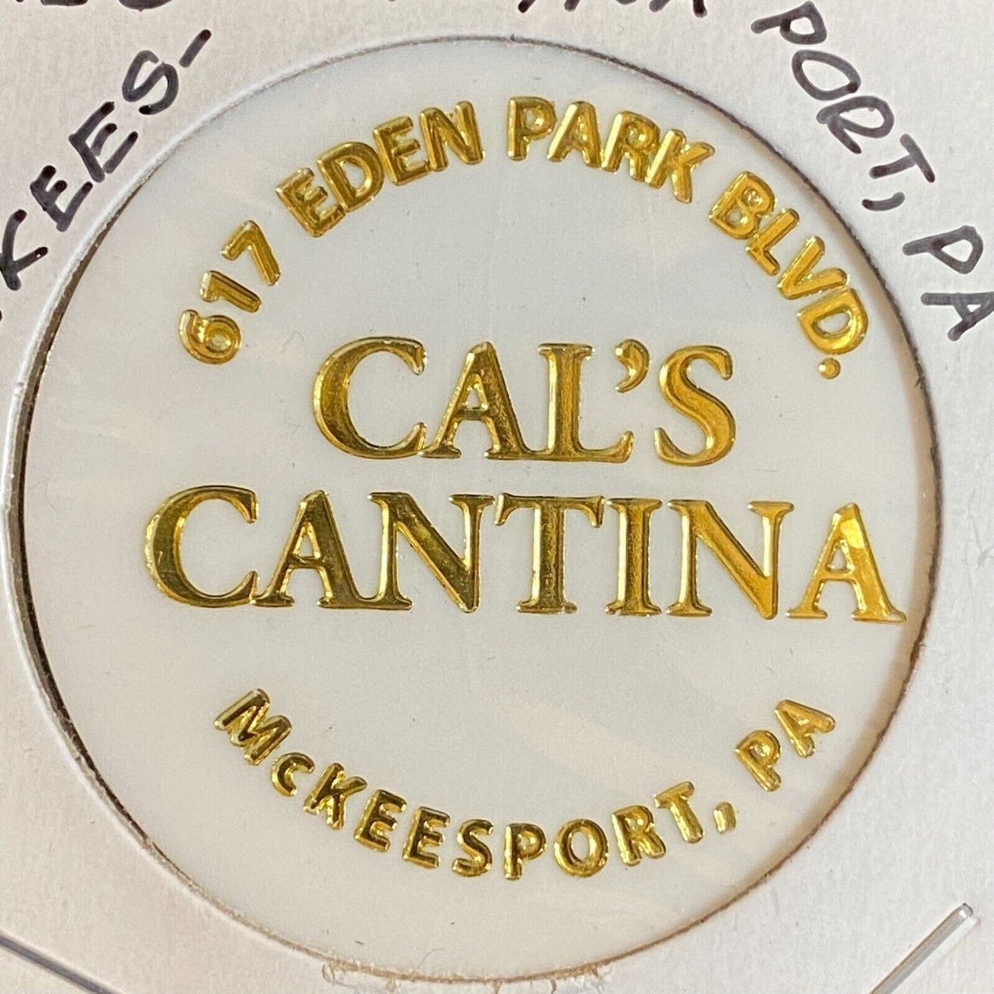 McKeesport, PA Cal's Cantina c1996 Plastic Token "Mixed Drink"